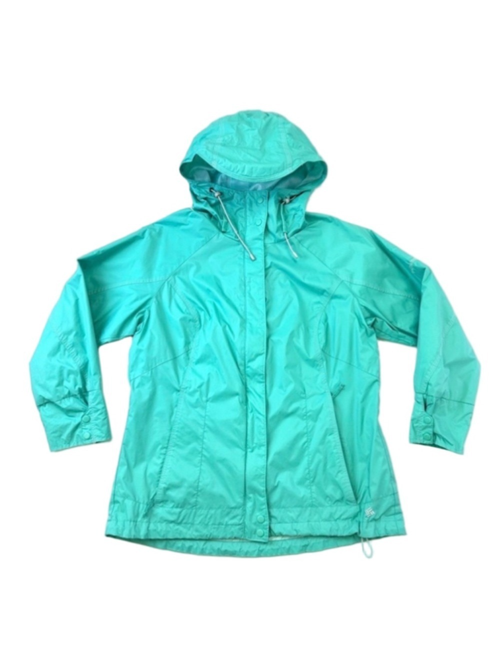Columbia water resistant hooded jacket womens aqua zip front Medium Omni Sheild
